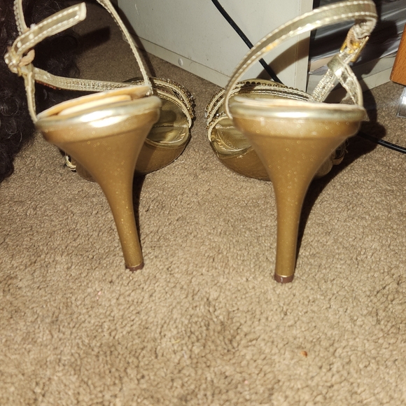 Club Zone Gold Strappy Heels for Women - Picture 3 of 5